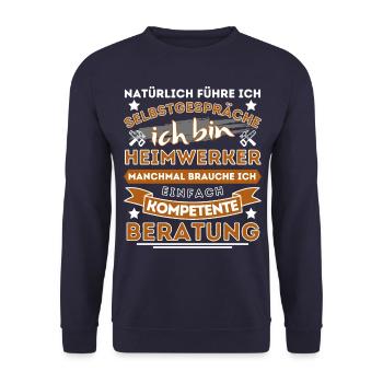 HEIMWERKER HOBBYHANDDWERKER & HANDWERK GESCHENKE - Unisex Pullover - Navy - Vorne - Alina (178cm) & Michal (187cm)