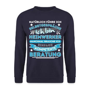 HEIMWERKER HOBBYHANDDWERKER & HANDWERK GESCHENKE - Unisex Pullover - Navy - Vorne - Alina (178cm) & Michal (187cm)