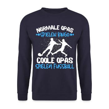 COOLE OPAS SPIELEN FUSSBALL! DAS ALTE HERREN - Unisex Pullover - Navy - Vorne - Alina (178cm) & Michal (187cm)