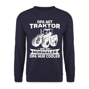 Opa Geschenk Landwirt Bauer Großvater Traktor - Unisex Pullover - Navy - Vorne - Alina (178cm) & Michal (187cm)