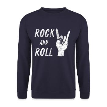 Rock and Roll - Unisex Pullover - Navy - Vorne - Alina (178cm) & Michal (187cm)