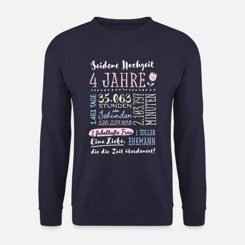Seidenhochzeit 4 Jahre Hochzeitstag Geschenk - Unisex Pullover - Navy