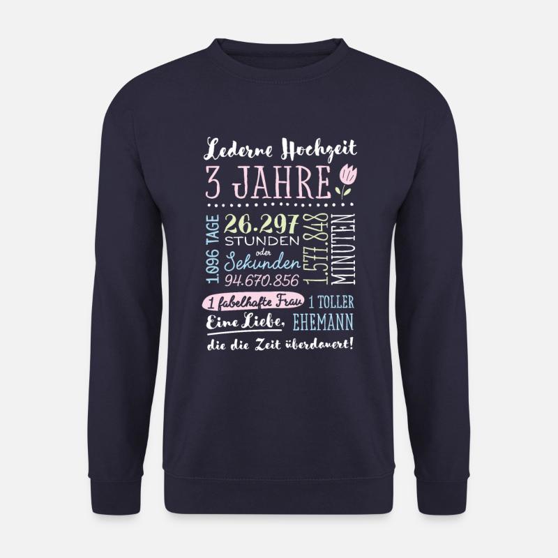 Lederhochzeit 3 Jahre Hochzeitstag Geschenk - Unisex Pullover - Navy