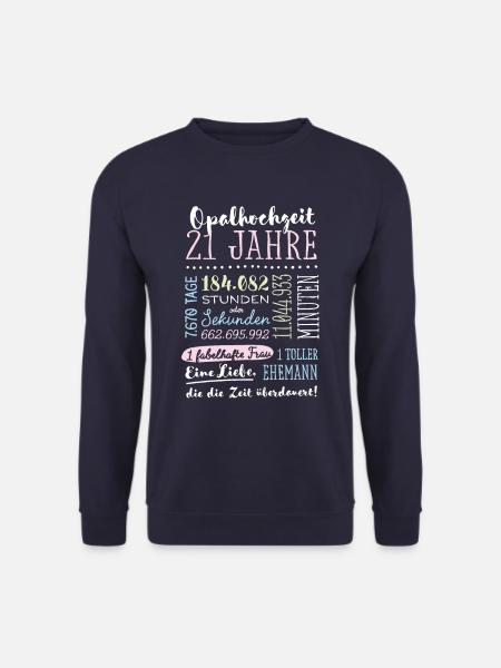 Opalhochzeit 21 Jahre Hochzeitstag Geschenk - Unisex Pullover - Navy