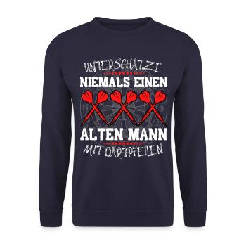 Dartspieler Darts Dartpfeil Vater & Opa Dart - Unisex Pullover - Navy - Vorne - Alina (178cm) & Michal (187cm)