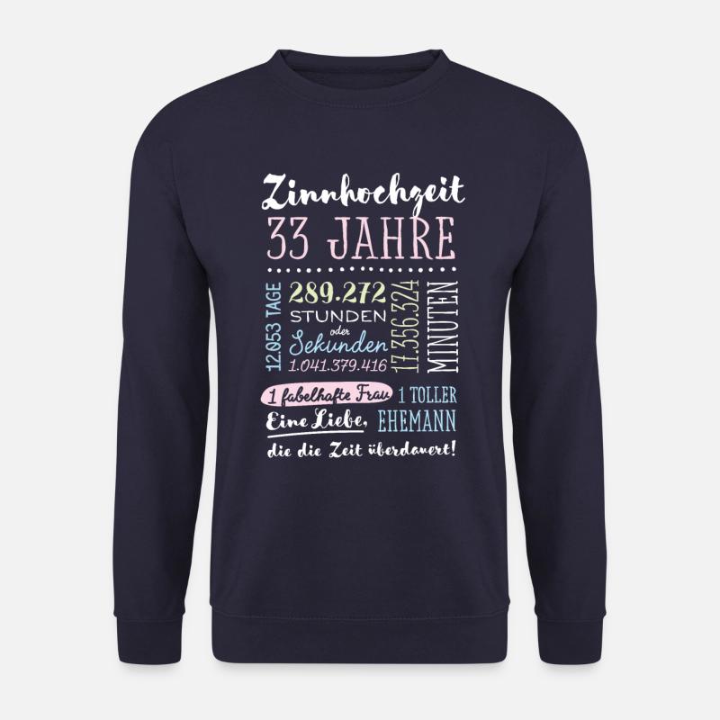 Zinnhochzeit 33 Jahre Hochzeitstag Geschenk - Unisex Pullover - Navy
