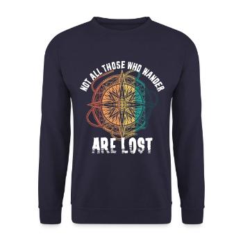 Not all those who wander are lost - Unisex Sweatshirt - navy - Front - Alina (178cm) & Michal (187cm)