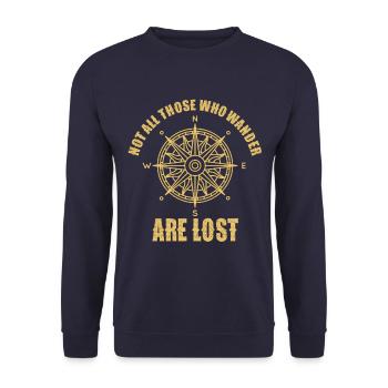 Not all those who wander are lost - Unisex Sweatshirt - navy - Front - Alina (178cm) & Michal (187cm)