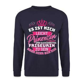 Lustiges Friseurin Spruch Friseure - Unisex Pullover - Navy - Vorne - Alina (178cm) & Michal (187cm)