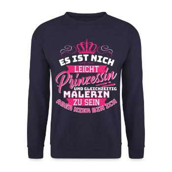 Gleichzeitig Prinzessin und Malerin - - Unisex Pullover - Navy - Vorne - Alina (178cm) & Michal (187cm)