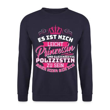 Polizistin Polizeibeamtin Ausbildung Polizei - Unisex Pullover - Navy - Vorne - Alina (178cm) & Michal (187cm)