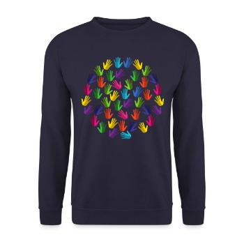 Regenbogen Pride Monat LGBT stolz bunt gay - Unisex Pullover - Navy - Vorne - Alina (178cm) & Michal (187cm)