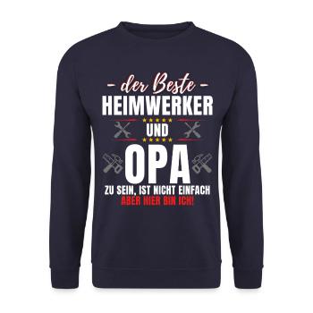 Heimwerker Opa - Handwerker Tüftler - Heimwerker - Unisex Pullover - Navy - Vorne - Alina (178cm) & Michal (187cm)
