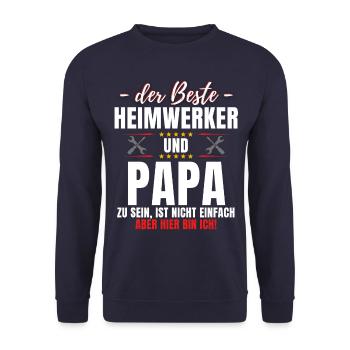 Heimwerker Papa - Handwerker Tüftler - Vater - Unisex Pullover - Navy - Vorne - Alina (178cm) & Michal (187cm)