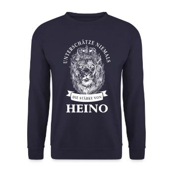 Heino Geschenk Name Löwe - Unisex Pullover - Navy - Vorne - Alina (178cm) & Michal (187cm)