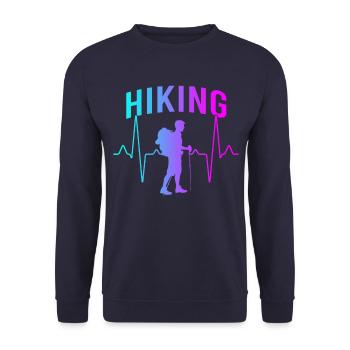 Wandern Herzschlag - Unisex Pullover - Navy - Vorne - Alina (178cm) & Michal (187cm)