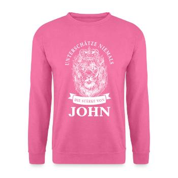 John Geschenk Name Löwe - Unisex Pullover - Pink - Vorne