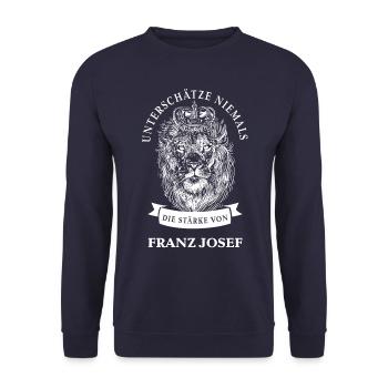Franz Josef Geschenk Name Löwe - Unisex Pullover - Navy - Vorne - Alina (178cm) & Michal (187cm)