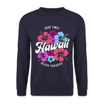 Hawaii Good Times Beach Paradise - Unisex Pullover - Navy - Vorne - Alina (178cm) & Michal (187cm)