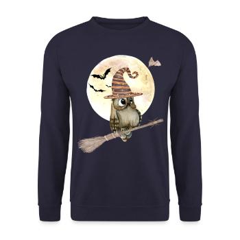 Halloween sorcières hibou avec chapeau de sorcière pleine lune - Sweat-shirt Unisexe - marine - Devant - Alina (178cm) & Michal (187cm)