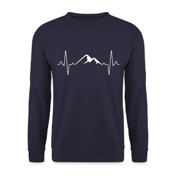 Wandern Berge Herzschlag - Unisex Pullover - Navy - Vorne - Alina (178cm) & Michal (187cm)