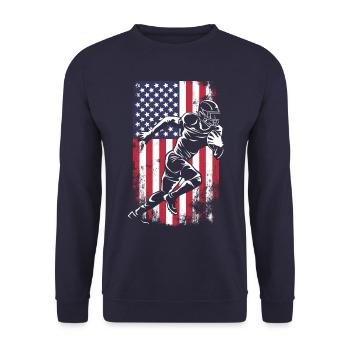 Football Running Wide Receiver USA Flag - Unisex Sweatshirt - navy - Front - Alina (178cm) & Michal (187cm)