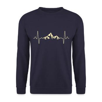 Wandern Berge Herzschlag - Unisex Pullover - Navy - Vorne - Alina (178cm) & Michal (187cm)