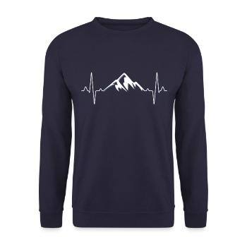 Berge Wandern Herzschlag - Unisex Pullover - Navy - Vorne - Alina (178cm) & Michal (187cm)