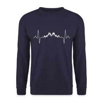 Berge Wandern Herzschlag - Unisex Pullover - Navy - Vorne - Alina (178cm) & Michal (187cm)