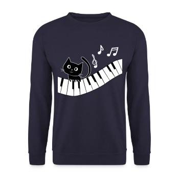 Piano Cat Piano I Funny Animals | Music - Unisex Sweatshirt - navy - Front - Alina (178cm) & Michal (187cm)
