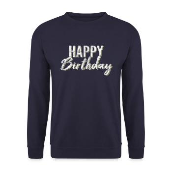 Happy Birthday - Unisex Pullover - Navy - Vorne - Alina (178cm) & Michal (187cm)
