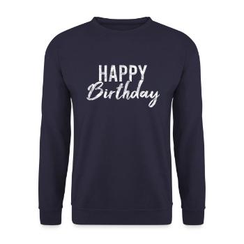 Happy Birthday - Unisex Pullover - Navy - Vorne - Alina (178cm) & Michal (187cm)