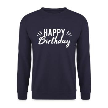 Happy Birthday - Unisex Pullover - Navy - Vorne - Alina (178cm) & Michal (187cm)
