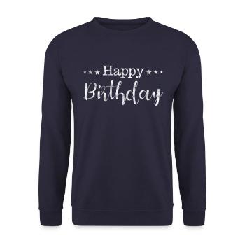 Happy Birthday - Unisex Pullover - Navy - Vorne - Alina (178cm) & Michal (187cm)