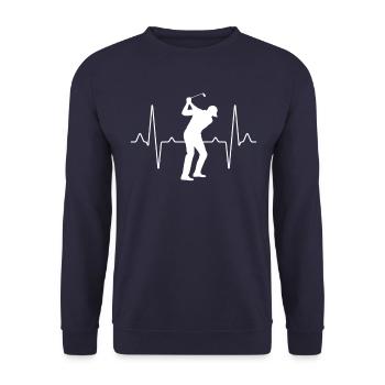 Golf Golfer Herzschlag - Unisex Pullover - Navy - Vorne - Alina (178cm) & Michal (187cm)