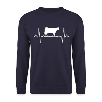 Cow Beef Heartbeat - Unisex Sweatshirt - navy - Front - Alina (178cm) & Michal (187cm)