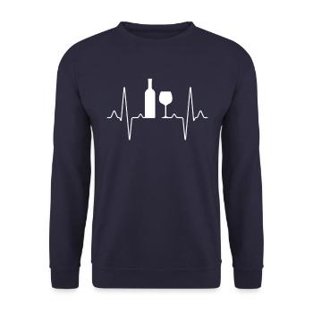 Wein Herzschlag - Unisex Pullover - Navy - Vorne - Alina (178cm) & Michal (187cm)