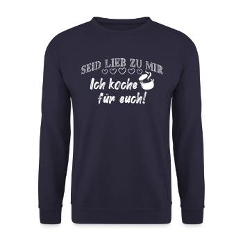 Koch Kochen Spruch - Unisex Pullover - Navy - Vorne - Alina (178cm) & Michal (187cm)