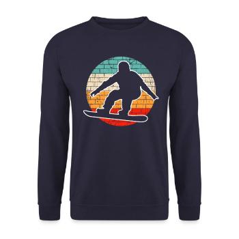Snowboarding Retro - Unisex Pullover - Navy - Vorne - Alina (178cm) & Michal (187cm)