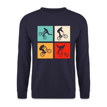 BMX Retro - Unisex Pullover - Navy - Vorne - Alina (178cm) & Michal (187cm)