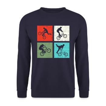 BMX Retro - Unisex Pullover - Navy - Vorne - Alina (178cm) & Michal (187cm)