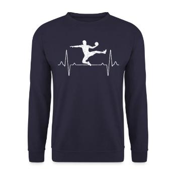 Handball Herzschlag - Unisex Pullover - Navy - Vorne - Alina (178cm) & Michal (187cm)