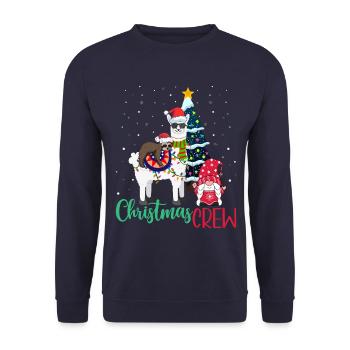 Paresseux et gnome montent lama chapeau de Noël - Sweat-shirt Unisexe - marine - Devant - Alina (178cm) & Michal (187cm)