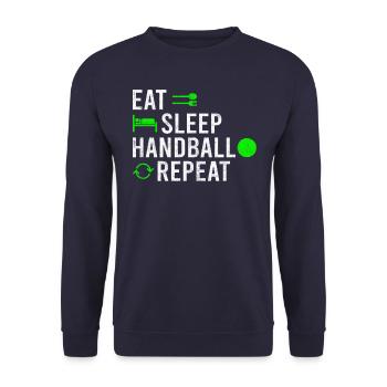 Eat Sleep Handball Repeat - Unisex Sweatshirt - navy - Front - Alina (178cm) & Michal (187cm)