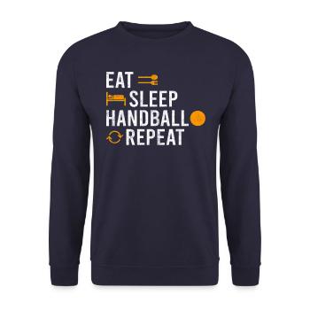Eat Sleep Handball Repeat - Unisex Sweatshirt - navy - Front - Alina (178cm) & Michal (187cm)