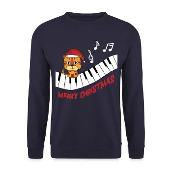 Piano Tiger Piano I Animals | Christmas - Unisex Sweatshirt - navy - Front - Alina (178cm) & Michal (187cm)