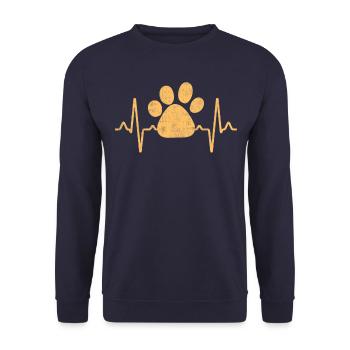 Battement de cœur de patte de chien - Sweat-shirt Unisexe - marine - Devant - Alina (178cm) & Michal (187cm)