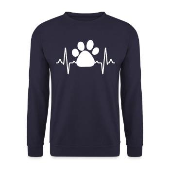 Battement de cœur de patte de chien - Sweat-shirt Unisexe - marine - Devant - Alina (178cm) & Michal (187cm)
