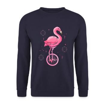 Unicycle Flamingo - Unicycle Riding - Unisex Sweatshirt - navy - Front - Alina (178cm) & Michal (187cm)