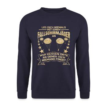 Never mess with a paratrooper - Unisex Sweatshirt - navy - Front - Alina (178cm) & Michal (187cm)
